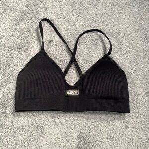 Vanquish fitness Black Ribbed sports bra XS